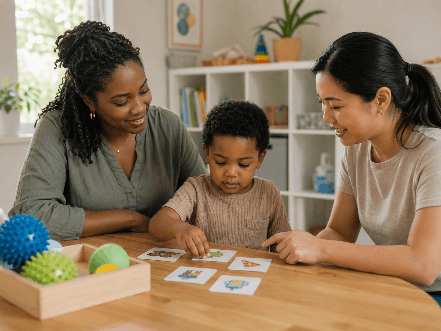 Autism support during grocery shopping — the care circle reading from the same plan in real-world moments